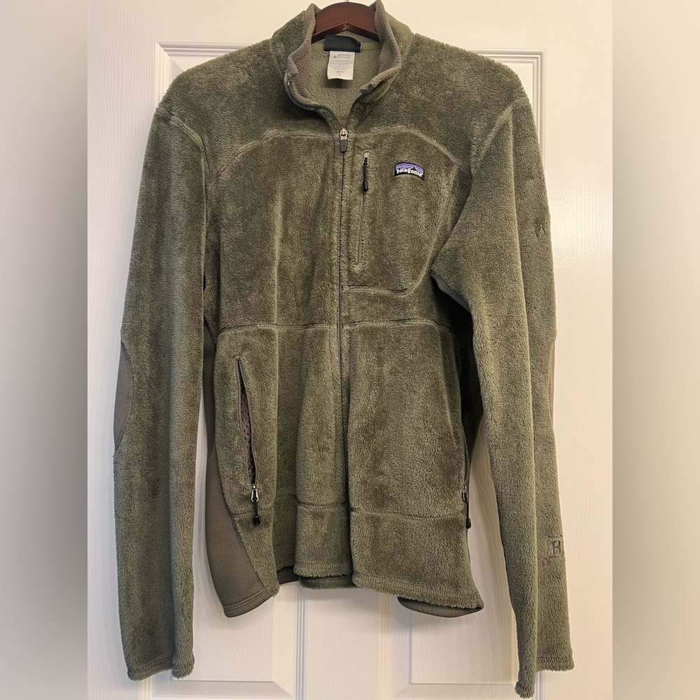 Patagonia Men’s R2 Green Fleece Jacket Full-Zip Long Sleeve w/ Panels size Large